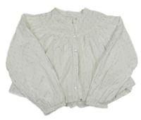 Bílo-stříbrná vzorovaná crop halenka Mango