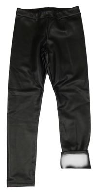 Černé koženkové thermo legíny calzedonia