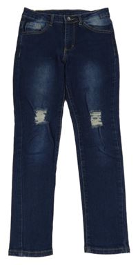 Tmavomodré skinny rifle s dierami shein