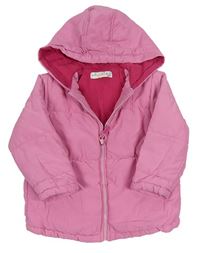 Ružová šušťáková zateplená bunda s kapucňou