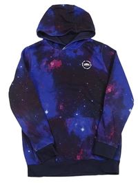 Tmavomodro-fialová galaxy mikina s kapucí F&F