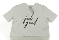 Biele crop tričko s nápisom a kamienkami zn. River Island