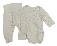 2set - bílé květované body + bílé květované tepláky H&M