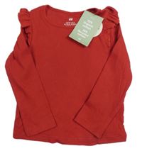 Červené žebrované triko H&M