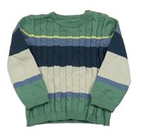 Zeleno-modro-sivý vzorovaný úpletový sveter Nutmeg