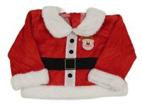 Červeno-biela zamatová mikina s kožešinou - Santa