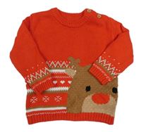 Červeno-biely vzorovaný sveter so sobom zn. Dunnes Stores