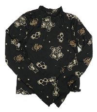 Černé žebrované crop triko - Harry Potter 