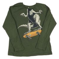 Tmavozelené tričko s dinem Name it