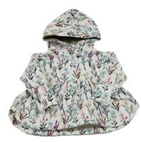 Bílá květovaná šatová mikina s kapucí 