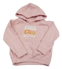 Svetloružová mikina s lvíčky a kapucňou