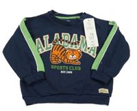 Nové - Tmavomodro-zelená mikina s tigrom F&F