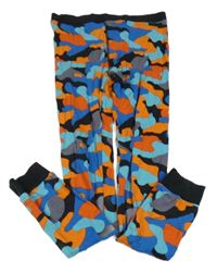 Černo-modro-oranžové army pyžamové kalhoty Next