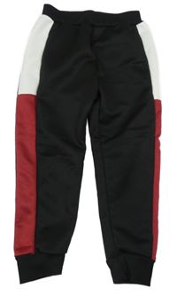 Černo-bílo-vínové tepláky Shein