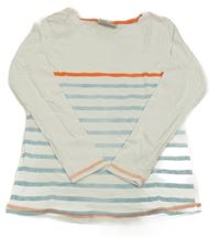 Bielo-světlemodro-oranžové pruhované tričko Alive