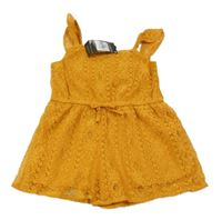 Nové - Medový krajkový kraťasový overal s volánkem Primark