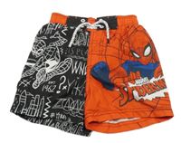 Červeno-čierne plážové kraťasy so Spidermanem Tu