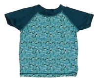 Zeleno-petrolejové UV tričko se žraloky 