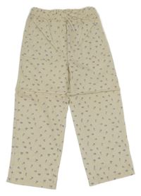 Béžovo-lila kvetované plátenné nohavice H&M