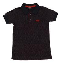 Tmavomodro-červené vzorované polo tričko Hugo Boss