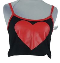 Dámsky čierno-červený crop top so srdiečkom JawBreaker