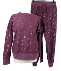 Dámske vínové srdiečkované pyžama zn. Next