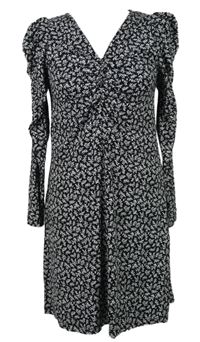 Dámske čierno-biele kvietkovane šaty Next