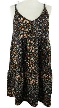 Dámské černé kytičkované šaty 