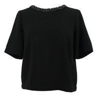 Dámská černá crop halenka s kamínky New Look 