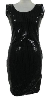 Dámske čierne flitrové koktejlové šaty Escada