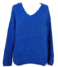 Dámsky zafírový chlpatý sveter Primark