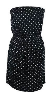 Dámské černé puntíkované bavlněné šaty bez ramínek Matalan
