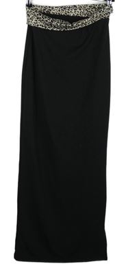 Dámska čierna dlhá sukňa so vzorovaným pasom Shein