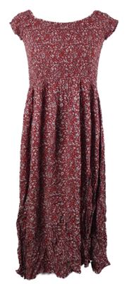 Dámské vínové kytičkované žabičkové šaty Roman 