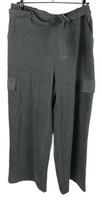 Dámské šedé fleecové široké kalhoty s kapsami Primark 