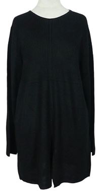 Dámsky čierny rebrovaný dlhý sveter C&A