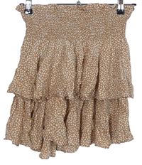 Dámska skořicová vzorovaná sukňa s volánikmi H&M