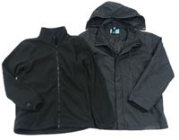 3v1 - Čierna šušťáková funkčná celoroční bunda s kapucňou Mountain Warehouse