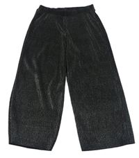 Čierne trblietavé plistované culottes nohavice F&F