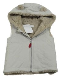 -Nové Svetlosivá menšestrová zateplená vesta s kapucňou The little white company