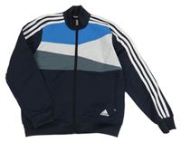 Modro-bílo-šedá sportovní propínací mikina Adidas
