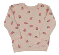 Svetloružová mikina s jahůdkami Primark