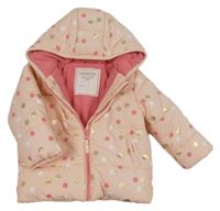 Světlerůžová puntíkatá šusťáková zimní bunda s kapucí Mothercare