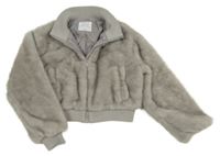 Šedá kožešinová crop bunda Primark