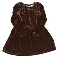 Hnědé sametové šaty s kamínky C&A