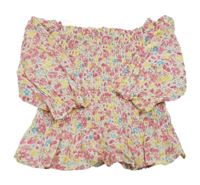 Biela kvetinová žabičková blúzka