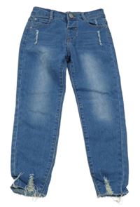 Modré skinny rifle s vyšúchaním Shein