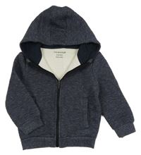 Tmavomodrá melírovaná silnější propínací mikina s kapucí Primark