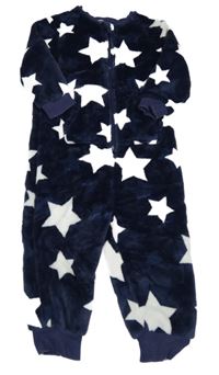Tmavomodrá chlupatá kombinéza s hvězdami Next
