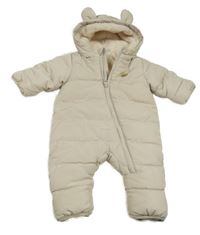Světlebéžová šusťáková zimní kombinéza s kapucí F&F